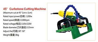 Hand Held 45° Curbstone Cutting Machine (Model 110) Portable Stone Router, Profiling Machine