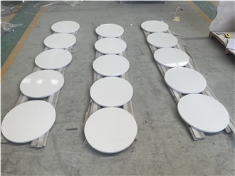 Pure White Quartz Solid Surface Table Tops