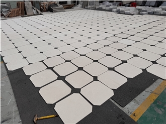 Beige And Grey Marble Waterjet Pattern Floor Tiles