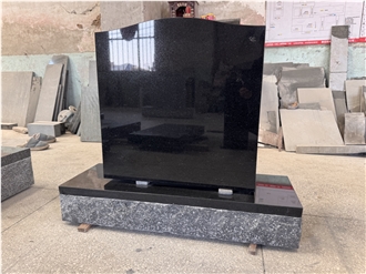 Black Granite Headstone Serp Top