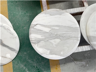 Calacatta Marble Round Cafe Table Tops