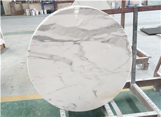 Calacatta Marble Round Cafe Table Tops