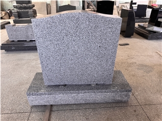 Grey Granite Headstone With Base