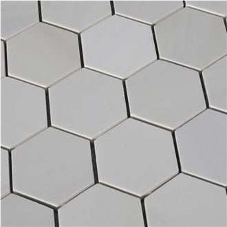 Ritz White Hexagon Mosaic Tiles