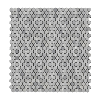 Ritz White Ritz Grey Hexagon Mosaic Tiles