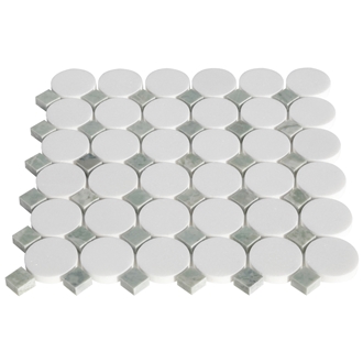 Thassos White Marble Circular Mosaic Pattern Tiles
