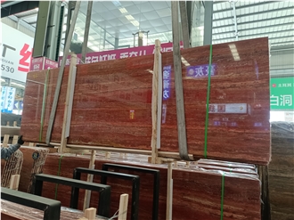 Red Travertine Polished And Honed Slabs