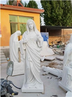 Natural Stone Marble Sculptures Jesus And Mary Status