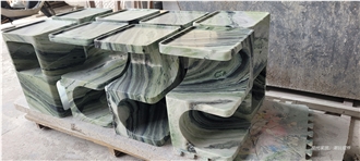 Shangri La Jade Marble Side Table For Interior Decoration