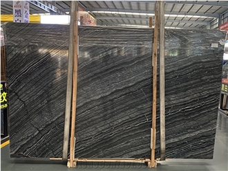 Chinese Black Zebra Natural Marble Slabs