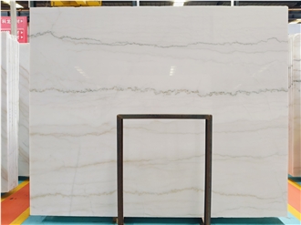 Chinese Sunny White Wooden Marble Slabs