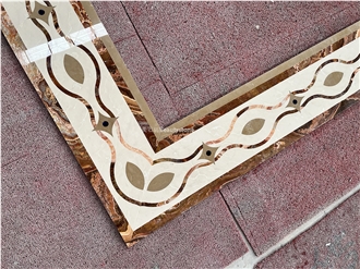 Luxury Waterjet Border Line Marble Tiles For Villa House
