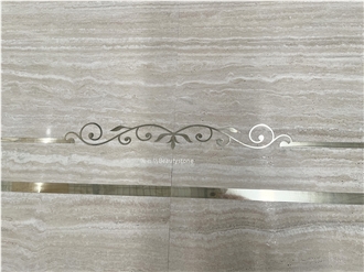 Travertine Inlay Brass Round Waterjet Medallions Polished