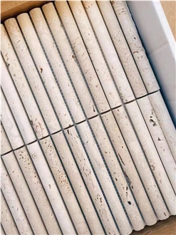 Fluted Travertine Bathroom Mosaic Design