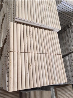 Fluted Travertine Bathroom Tiles Mosaic Design