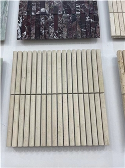Fluted Travertine Bathroom Tiles Mosaic Design