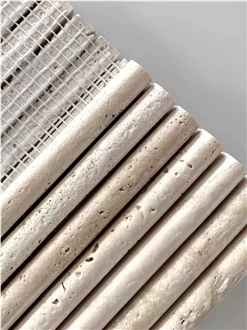 Fluted Travertine Bathroom Tiles Mosaic Design
