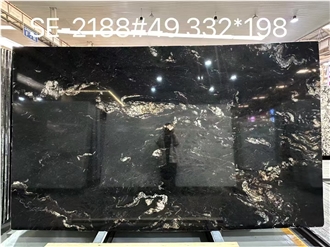 Cosmic Black Granite Slabs Tiles Nebula