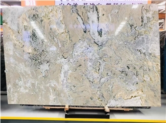 Luxury Monet Garden Quartzite Slabs For Interior Decor