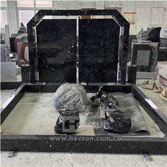 Blue Pearl Granite Motorcycle And Helmet Engraved Tombstone