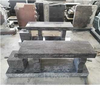 Vizag Blue Granite Stone Monumental Bench For Cemetery