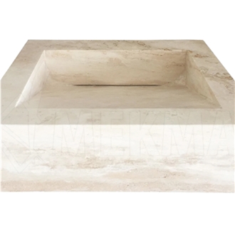Bathtub Model 56, Beige Travertine Sink