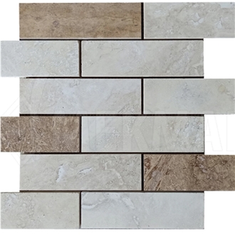 Classic Travertine And Noce Travertine Brick Mosaic TF-CN-515  Mosaic Tiles
