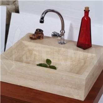Farmer Sink Model 38 Travertine Cornered Sink