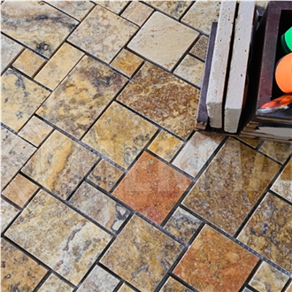 Gold Travertine Mini Pattern Mosaic Tf-M3-Mp