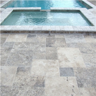 Premium Silver Grey Antique Travertine Pool Pavers