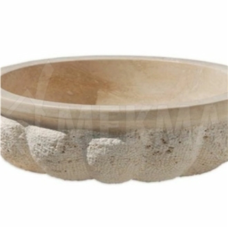 Round Bowls Sink Model 22 Beige Travertine