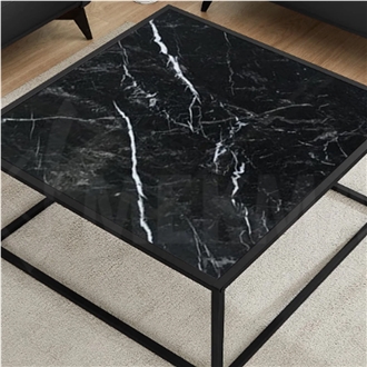 TOROS BLACK MARBLE SQUARE TABLE TOP