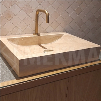Travertine Cornered Sink Model 42 - 40X70x10cm In Size