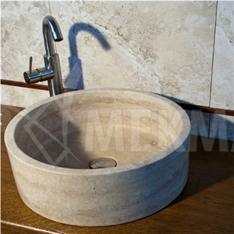 Vessel Sink Model 6 Travertine Round Sink