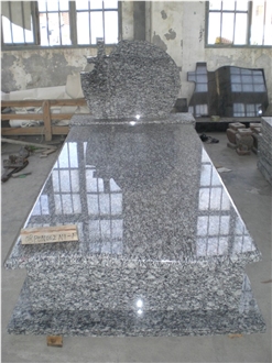 Durable White Wave Granite Tombstone With High Quality