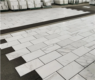 Elegant Bianco Carrara White Marble Tiles For Indoor Design