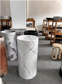 Luxury Lighting Color White Marble Pedestal  Wash Basin
