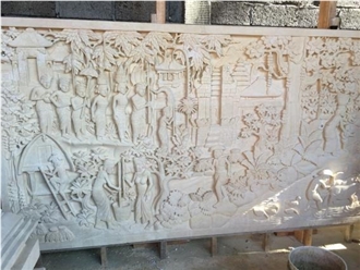 Beige Sandstone Wall Relief