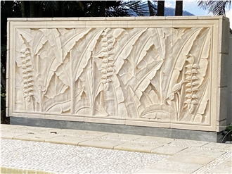 Beige Sandstone Wall Relief