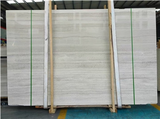 China White Wood Grain Marble Slabs - Polished