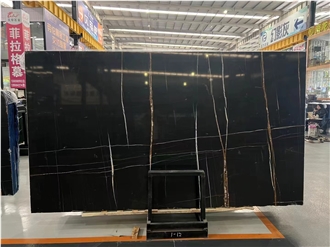 Tunisia Lauren Black Gold Marble Polished  Tiles