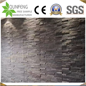China 15*60CM Black Split Slate Wall Panel Stone Veneer