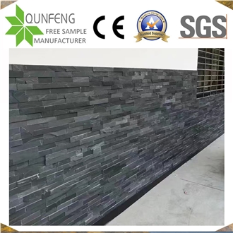 China Black Slate Wall Cladding Panel Exposed Wall Stone