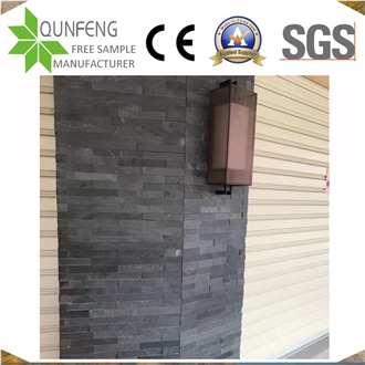 China Black Split Slate Wall Panel Stacked Stone Veneer