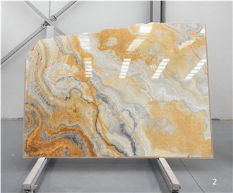 Ocean Blue Onyx Slabs Bookmatch, 2 Cm
