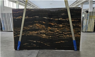 Belvedere Quartzite Black Fusion Cosmic Gold Slabs