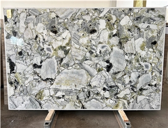 White Beauty Marble -Ice Connect Primavera, Jade Green Marble Slabs