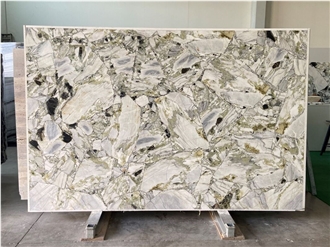 White Beauty Marble -Ice Connect Primavera, Jade Green Marble Slabs