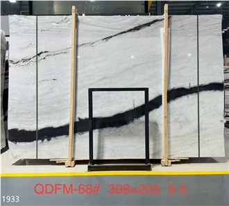 China Panda White Marble Slabs Landscape Paintings Tile