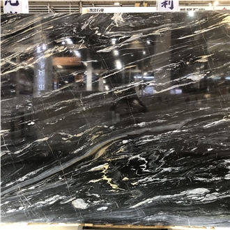 Black With Gold Marble Slabs